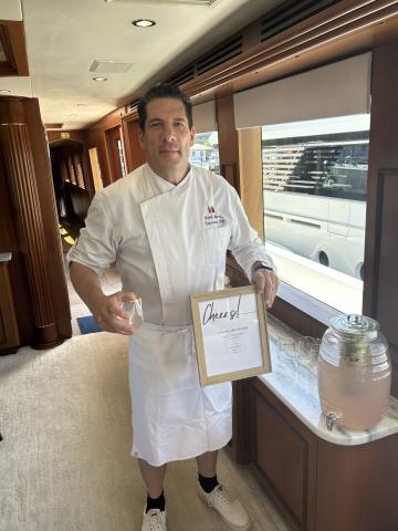 “Coastal Zen Splash” by Chef David on MY Magnum Ride: organic coconut water, cucumber, lime, ginger, lemongrass, honey and mint.